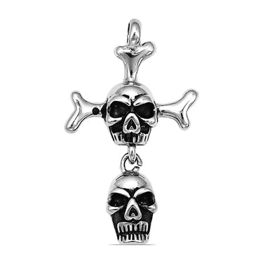 Stainless Steel Double Skull And Bones Pendant / PDL2037