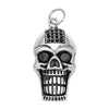 Stainless Steel Grinning Skull With Black CZ Stones Pendant / PDL2039