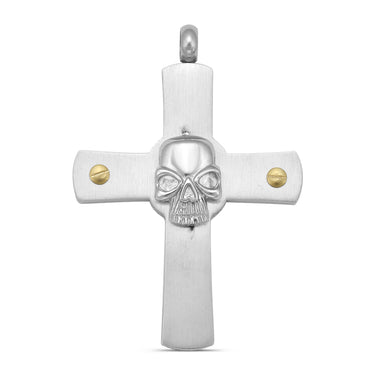Croix de crâne en acier inoxydable avec des ongles en revêtement en or 18 carats Pendant/PDL2042