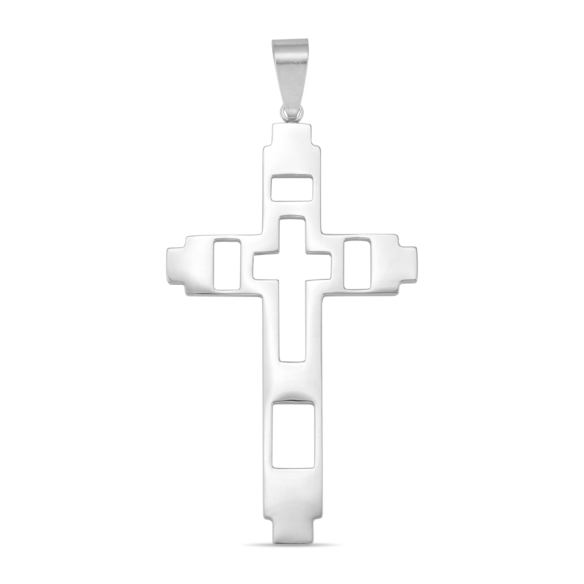 Large Cutout Cross Stainless Steel Pendant / PDL9005