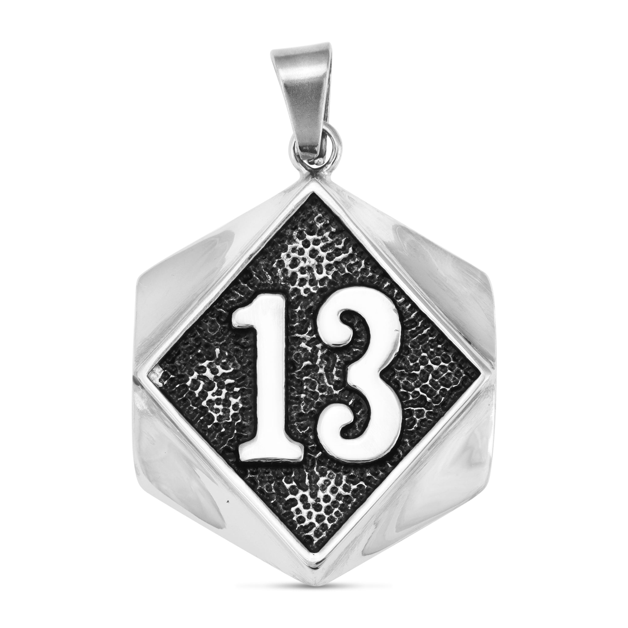 Stainless Steel Large "13" Pendant / PDL9008