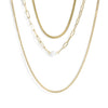 45 pc 18K Gold PVD Pearl Layered Necklace Set / BND0031