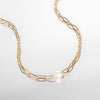 Stainless Steel Paperclip Necklace With Pearl / CHN9956
