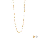 Paperclip Chain and Pearl Station Necklace
