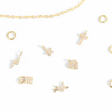 14K Solid Gold Diamond Heart & Arrow Charm för permanenta smycken / PMJ1022