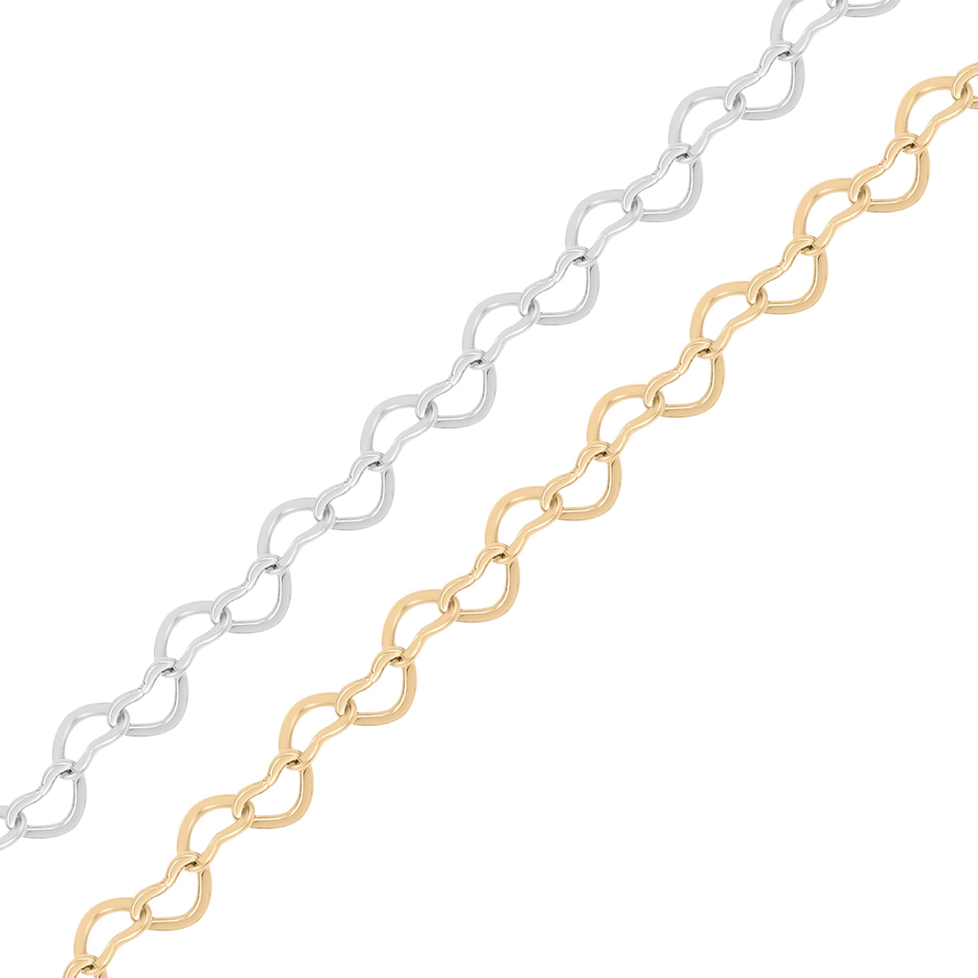 3,0 mm Länkad hjärtkedja .925 Sterling Silver Permanent smyckekedja - Vid foten / PMJ0025