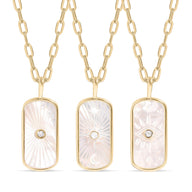 Mother of Pearl Starburst Mystical Paperclip Chain Pendant Necklaces