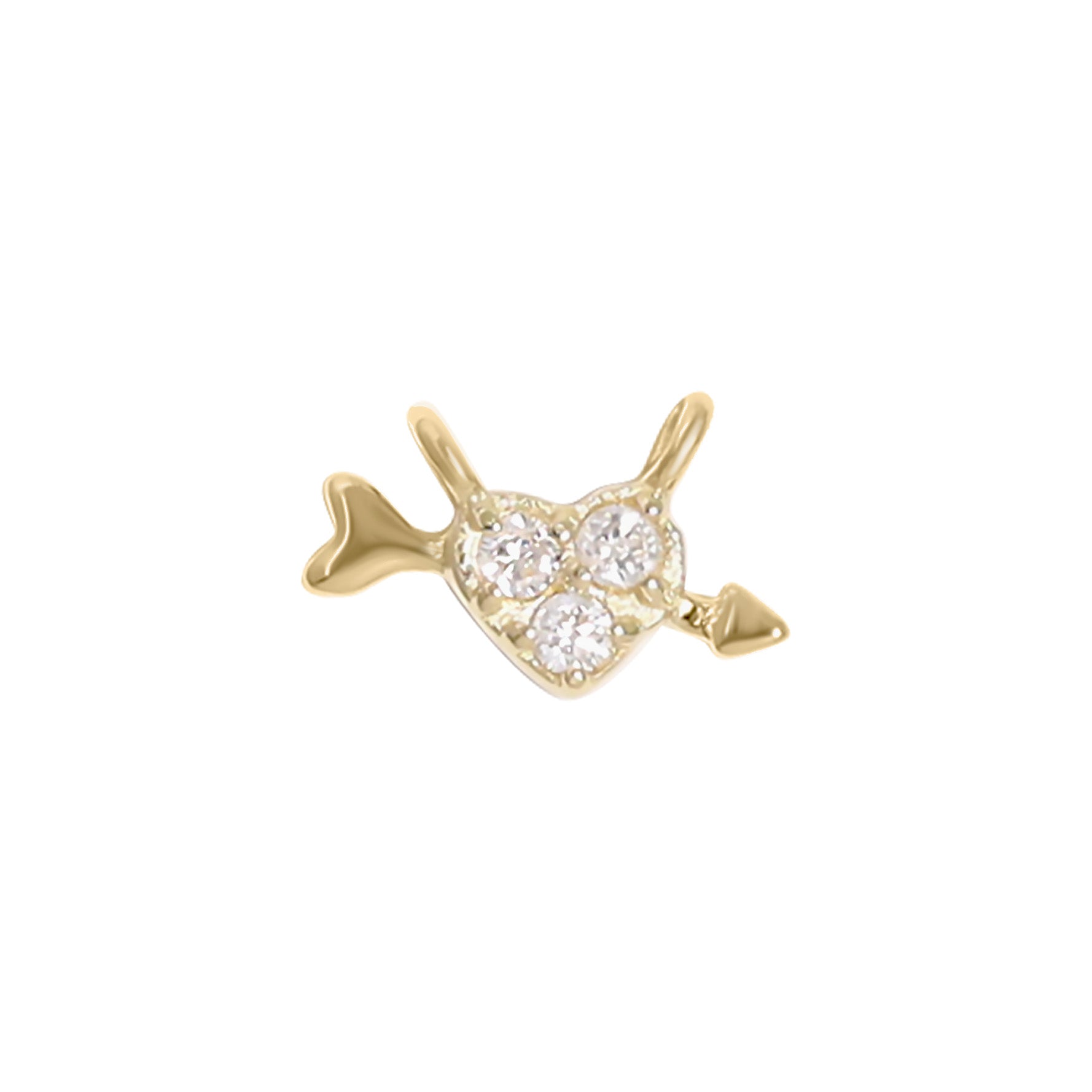 14K Solid Gold Diamond Heart & Arrow Charm for Permanent Jewelry/PMJ1022