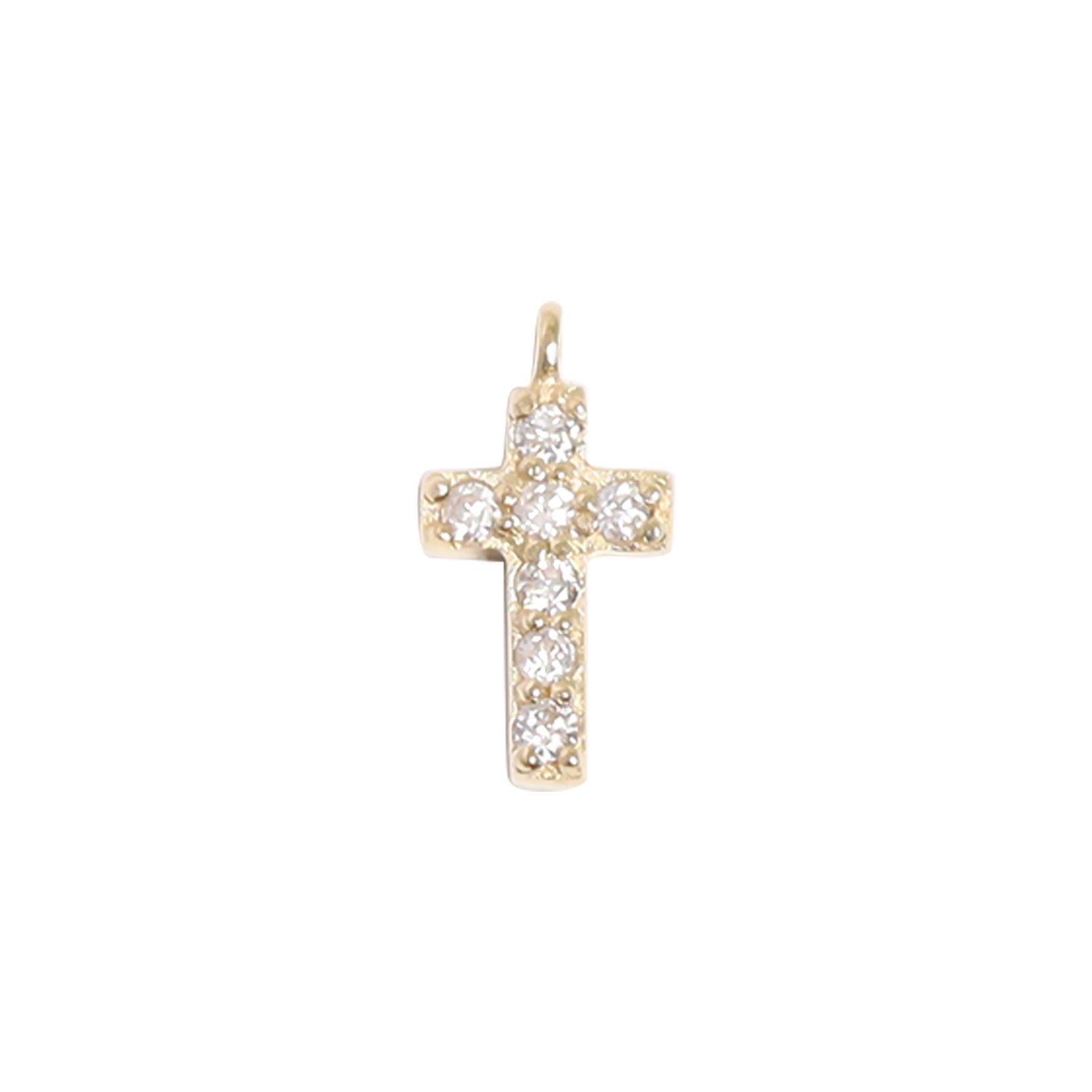 14K Solid Gold Diamond Cross Charm for Permanent Jewelry/PMJ1023