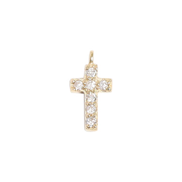 14K Solid Gold Diamond Cross Charm för permanenta smycken / PMJ1023