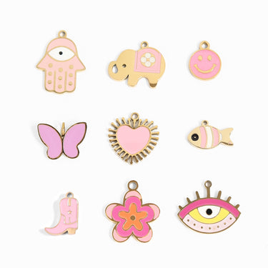 Pop Of Color Charm Set featuring 9 pink charms