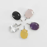 wholesale jewelry Stainless Steel Oval Healing Stone Charm- video  