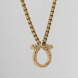 Wholesale jewelry 18K Gold PVD Stainless Steel Horseshoe Carabiner Charm Holder Necklace- gold studio video 
