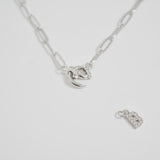 18K Gold PVD Paperclip CZ Carabiner Charm Holder Necklace
