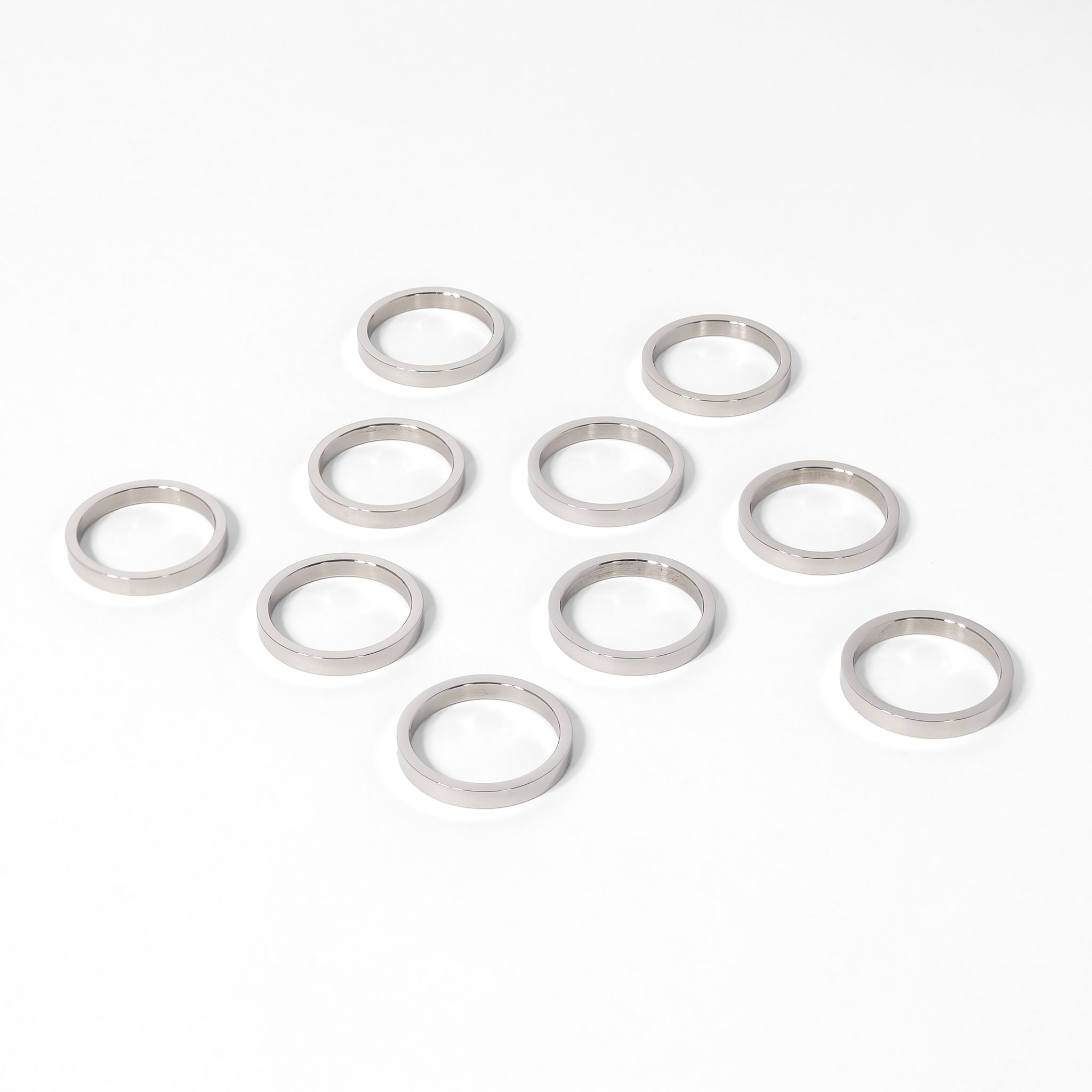 10 Pack - Polished Stainless Steel Blank Flat Ring / PRJ9005