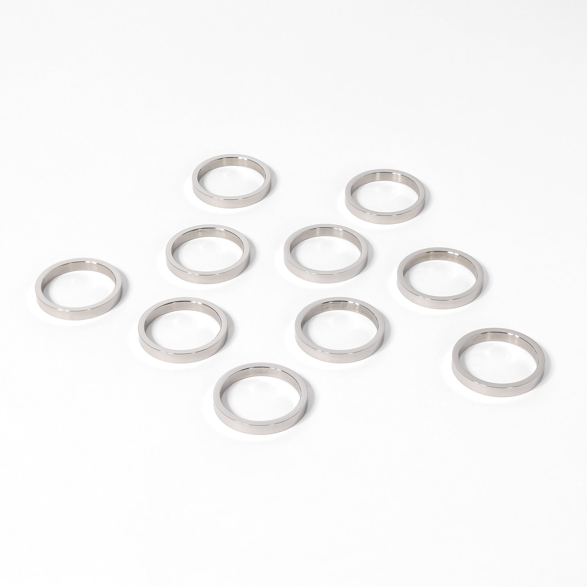 10 Pack - polerat rostfritt stål tomt platt ring / PRJ9005