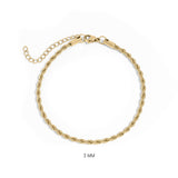18K Gold PVD Stainless Steel Coated Rope Chain Bracelet/Anklet
