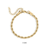 18K Gold PVD Stainless Steel Coated Rope Chain Bracelet/Anklet
