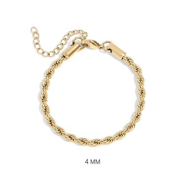 18K Gold PVD Stainless Steel Coated Rope Chain Bracelet/Anklet