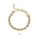 18K Gold PVD Stainless Steel Coated Rope Chain Bracelet/Anklet