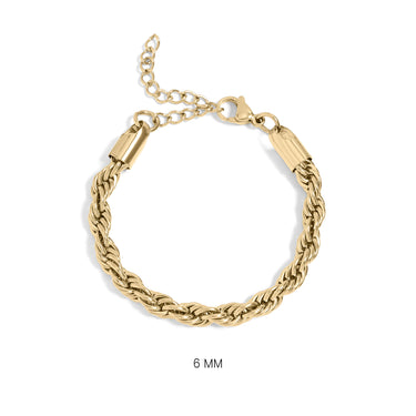 18K Gold PVD Stainless Steel Coated Rope Chain Bracelet/Anklet