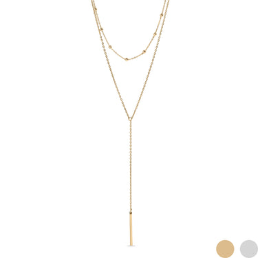 Double Chain Lariat Drop Bar necklace