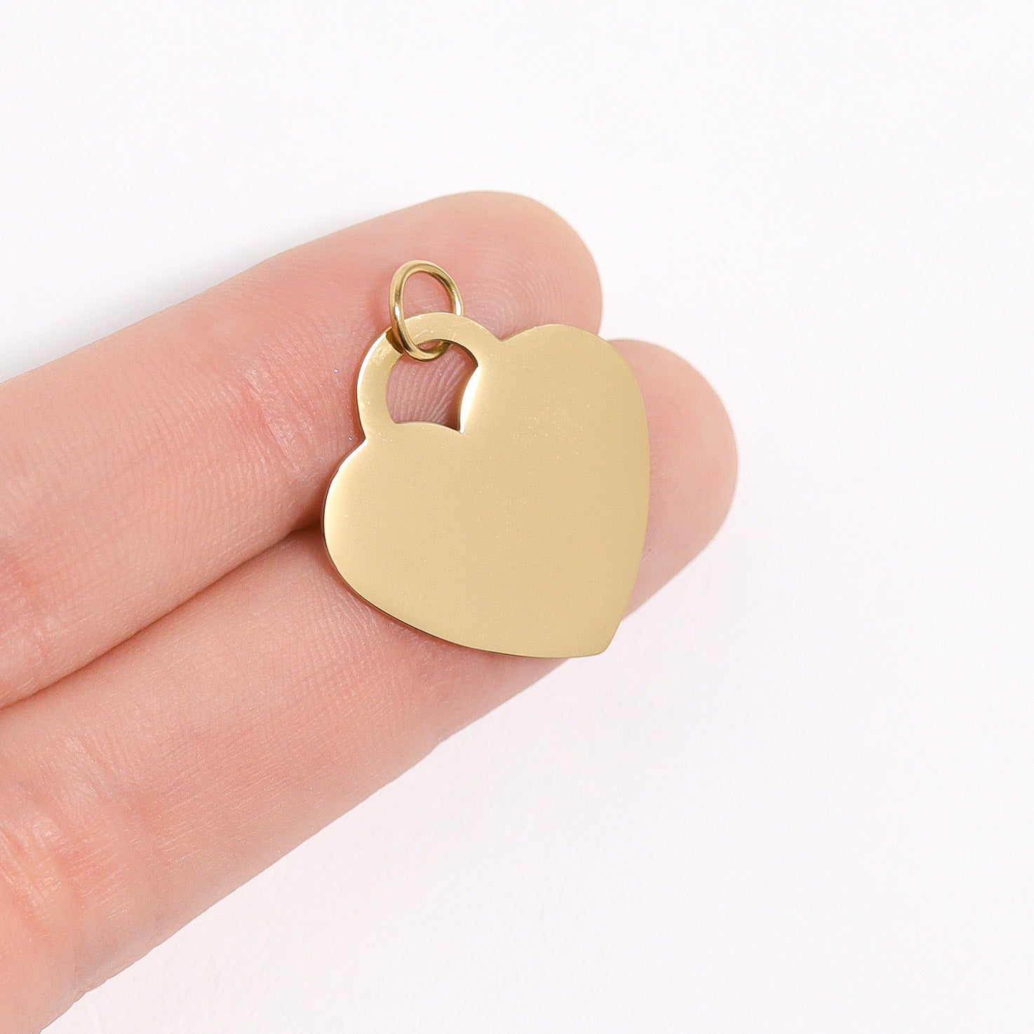 18k Gold PVD Blank Heart Charm Rostfritt stål Pendant / SBB0011
