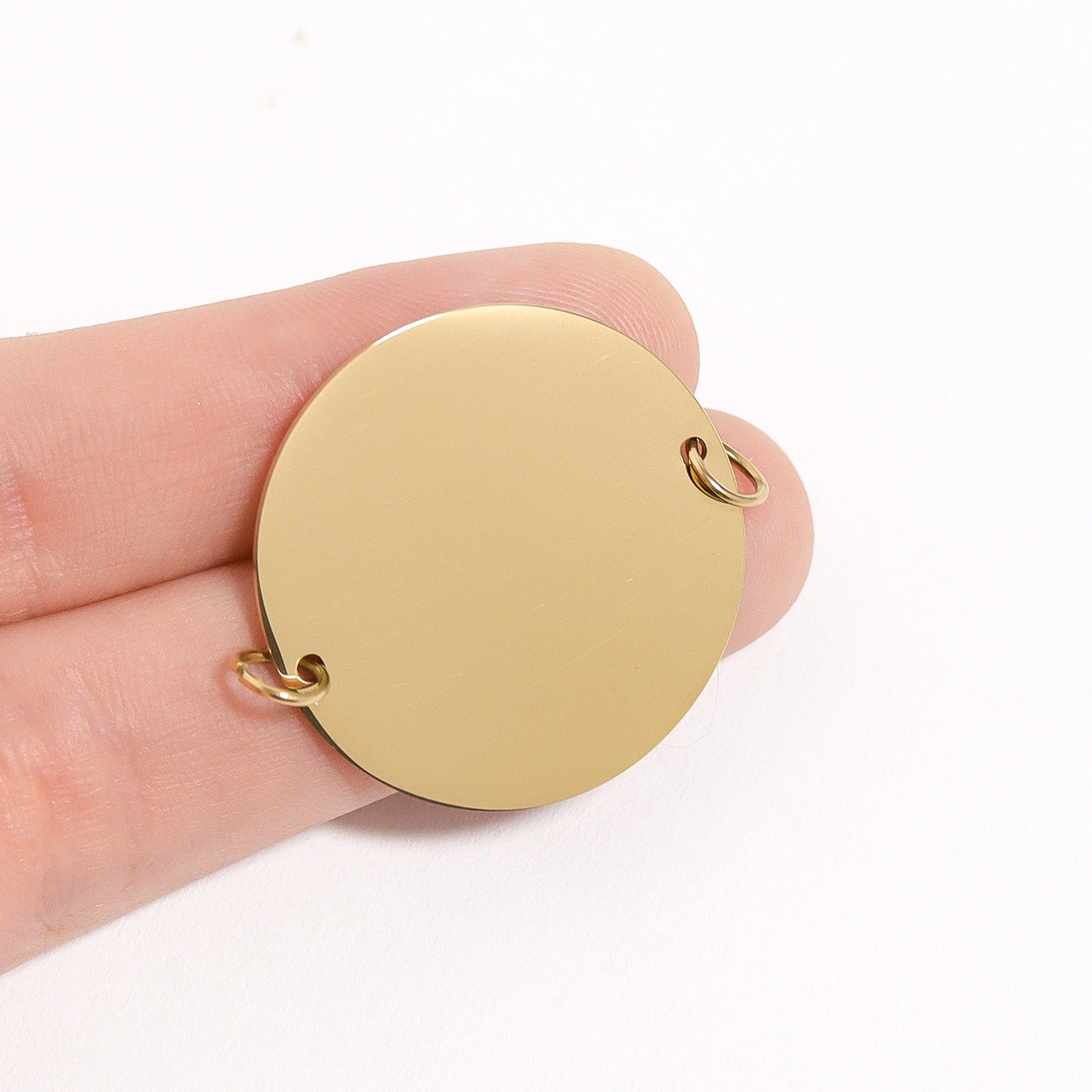 18K Gold PVD Polished Blank Stainless Steel Round Pendant / SBB0023