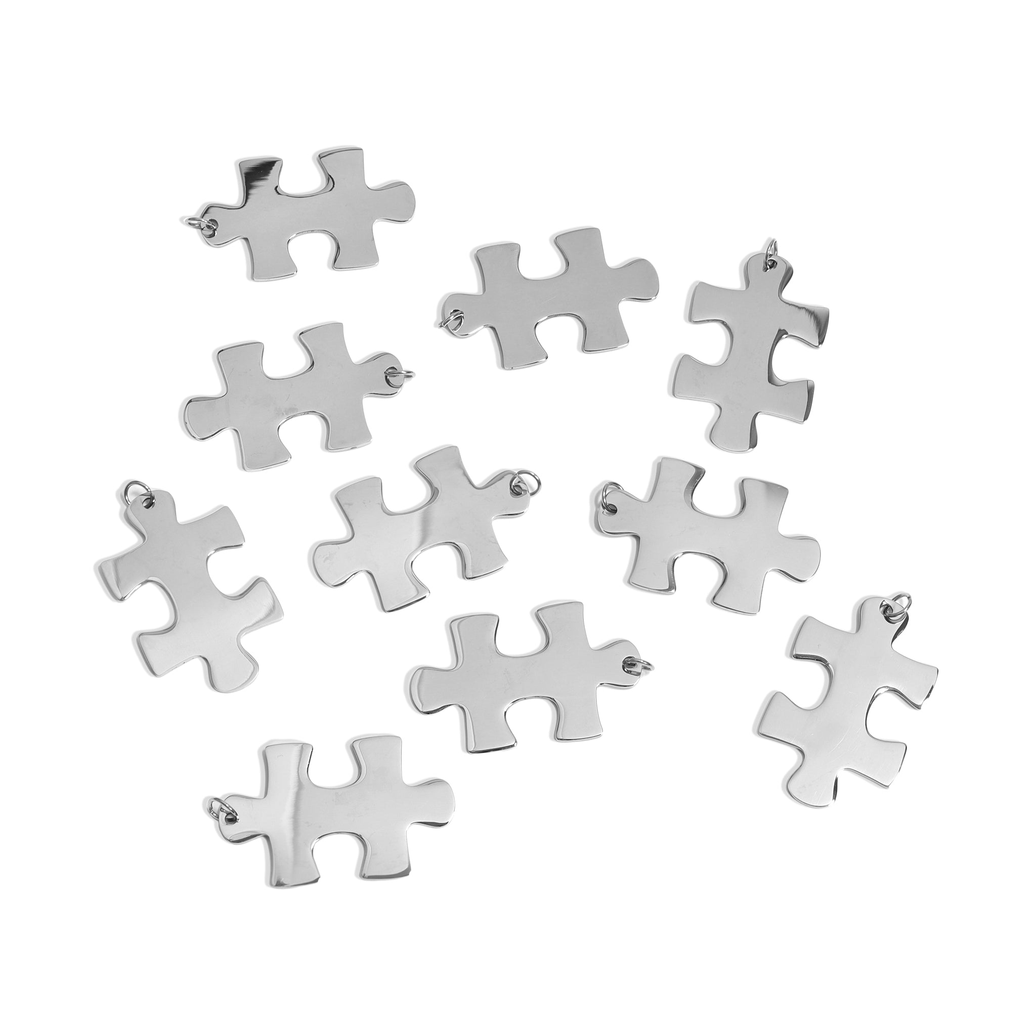 10 Pack - Polished Blank Vertical Stainless Steel Puzzle Piece / SBB0027