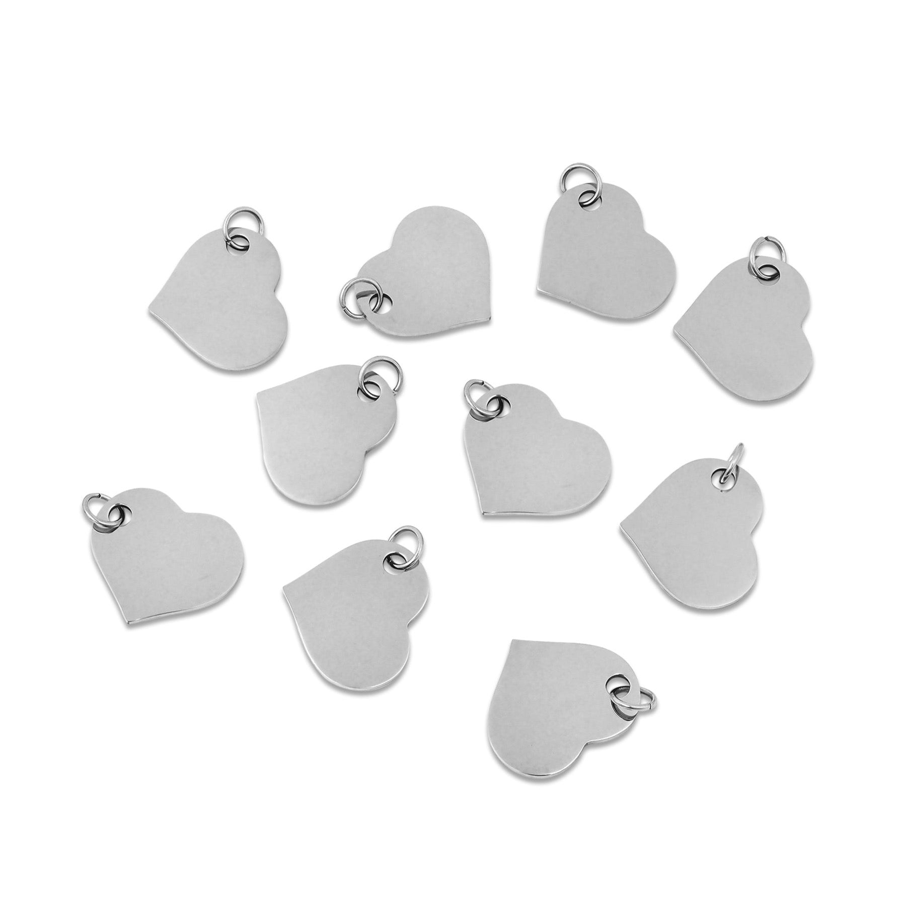 10 Pack - Polished Stainless Steel Heart Pendant / SBB0031