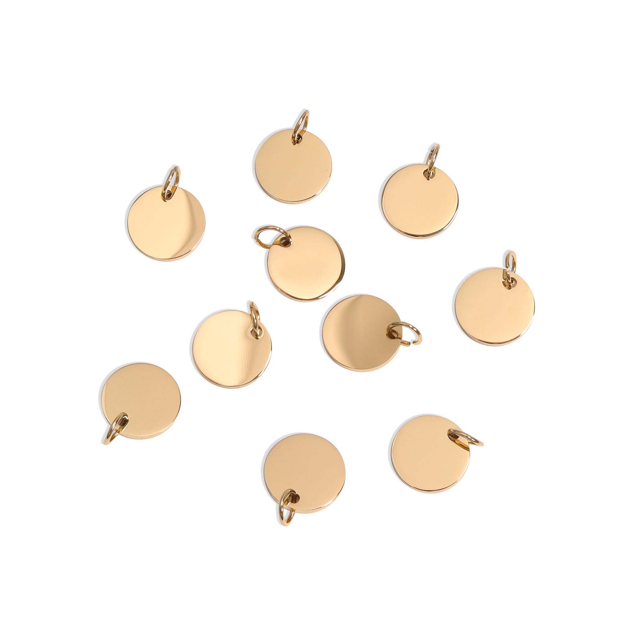 10 Pack - Gold Blank Stainless Steel Round Pendant 13mm / SBB0046