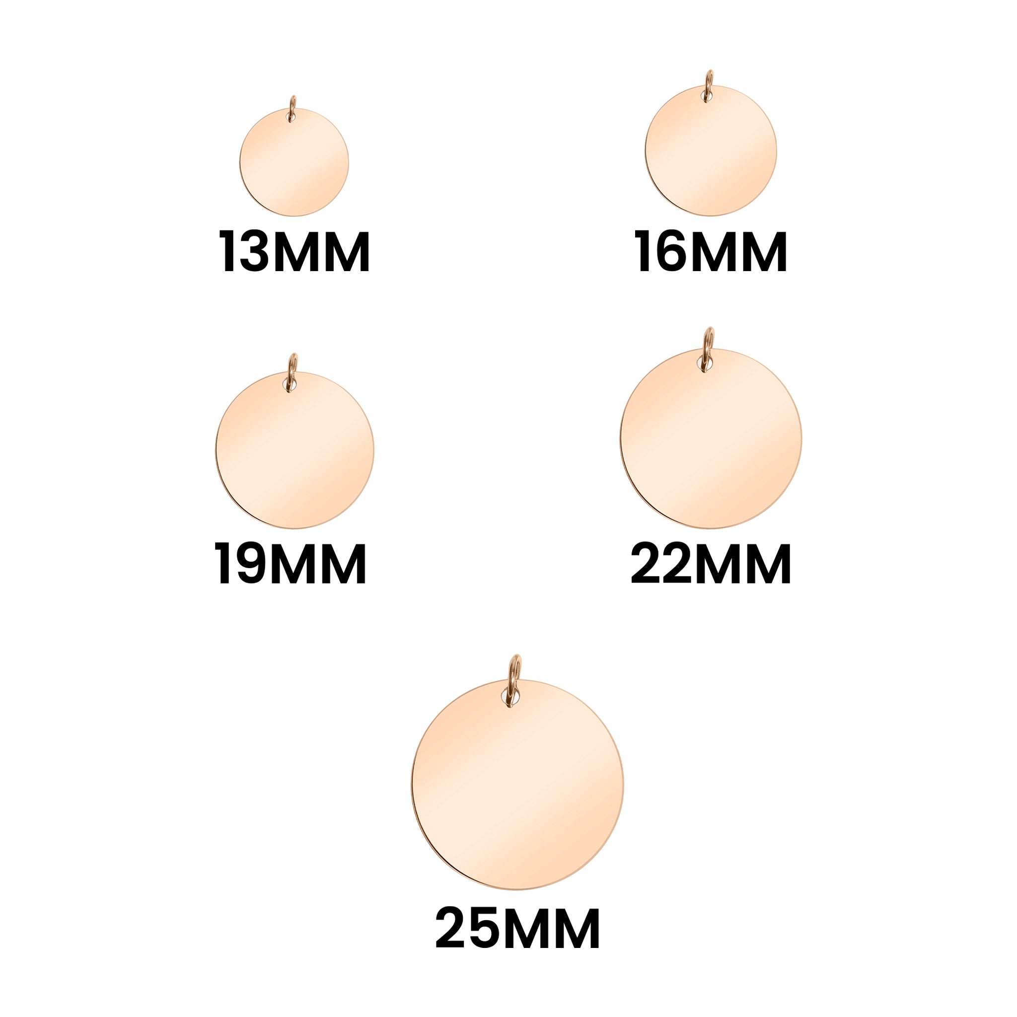 Rostfritt stål 18K Rose Gold Pvd Blank Round Pendant / SBB0047