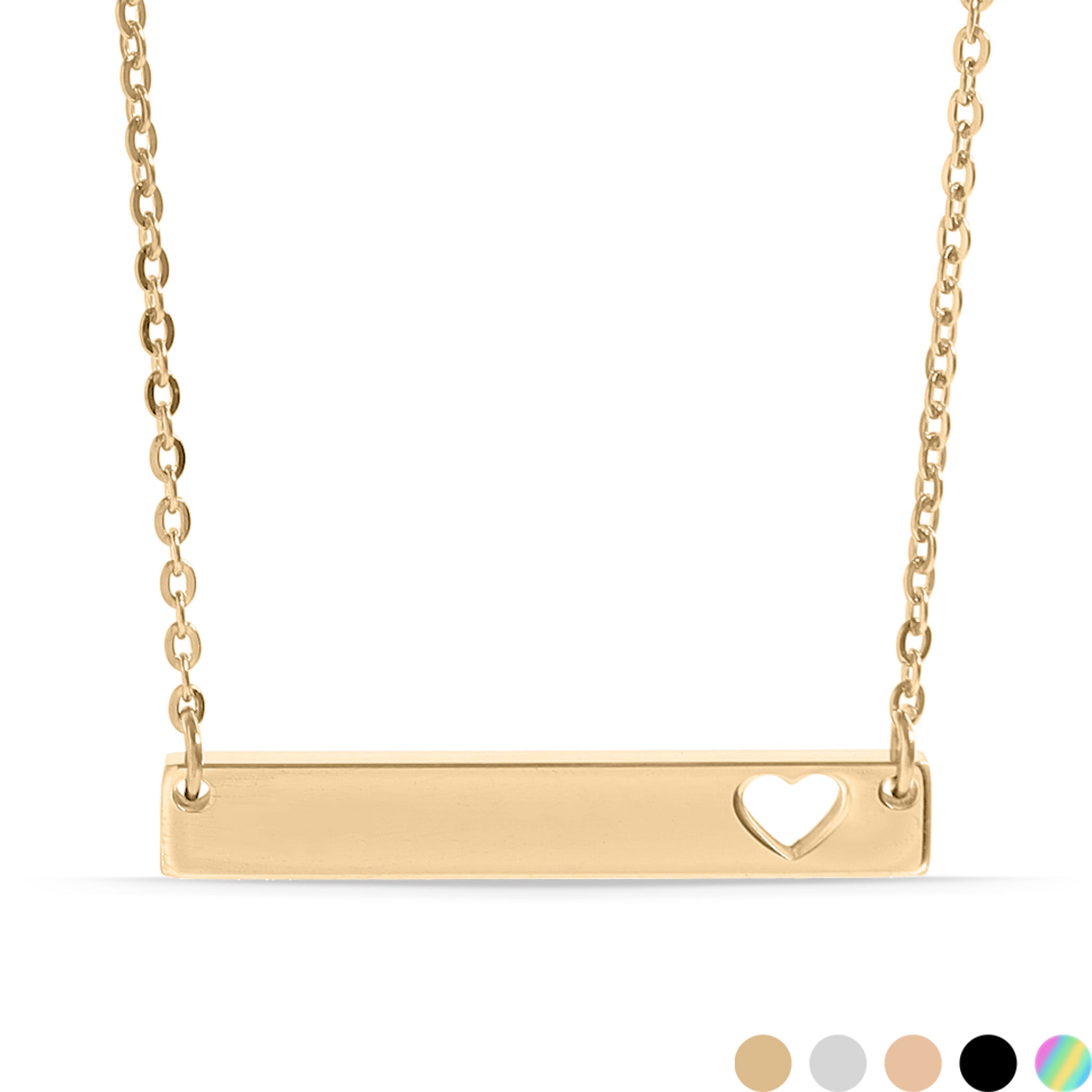 18k Gold PVD Blank Cutout Heart Bar Necklace / SBB0085