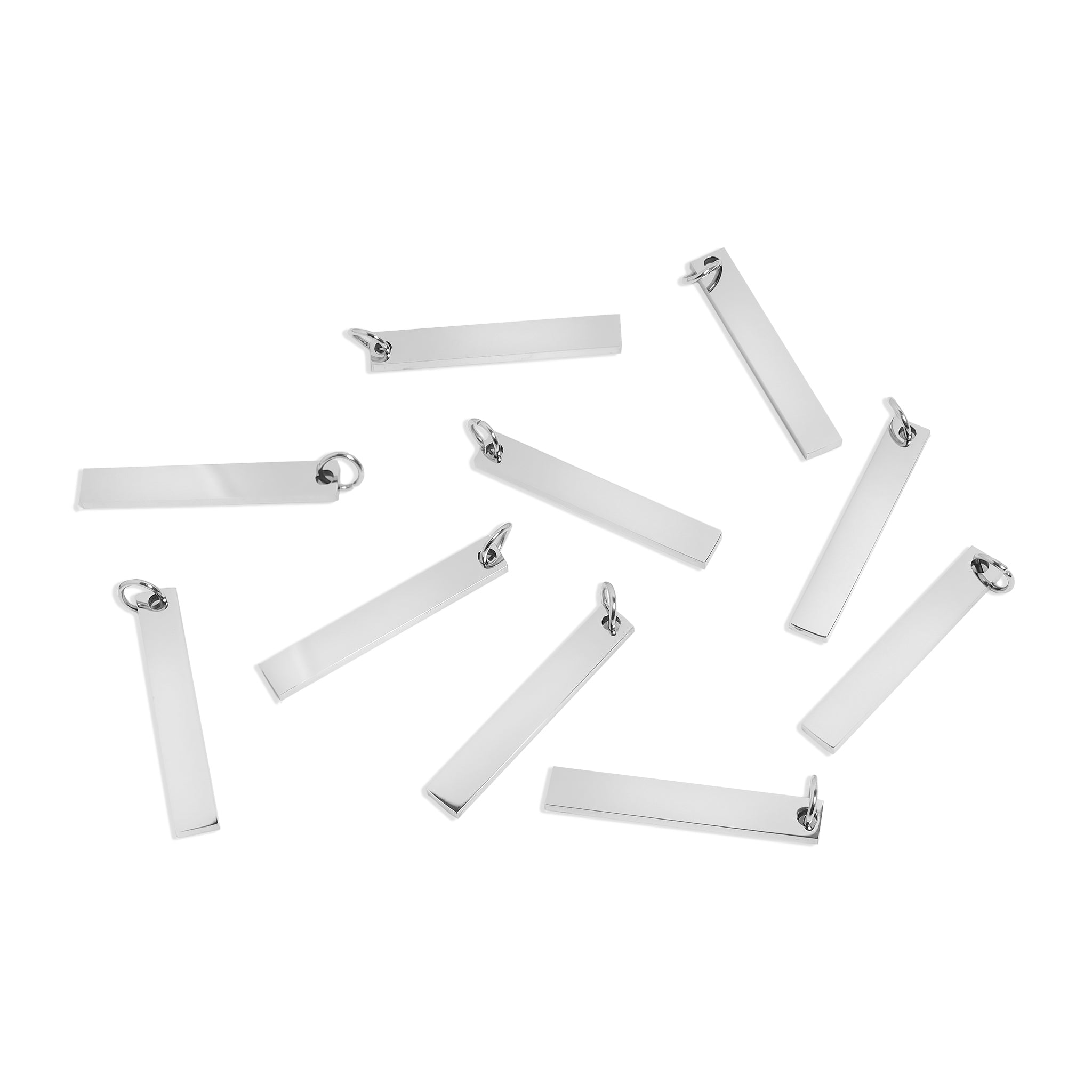 10 Pack - polerat rostfritt stål vertikalt bar stort hänge / SBB0104