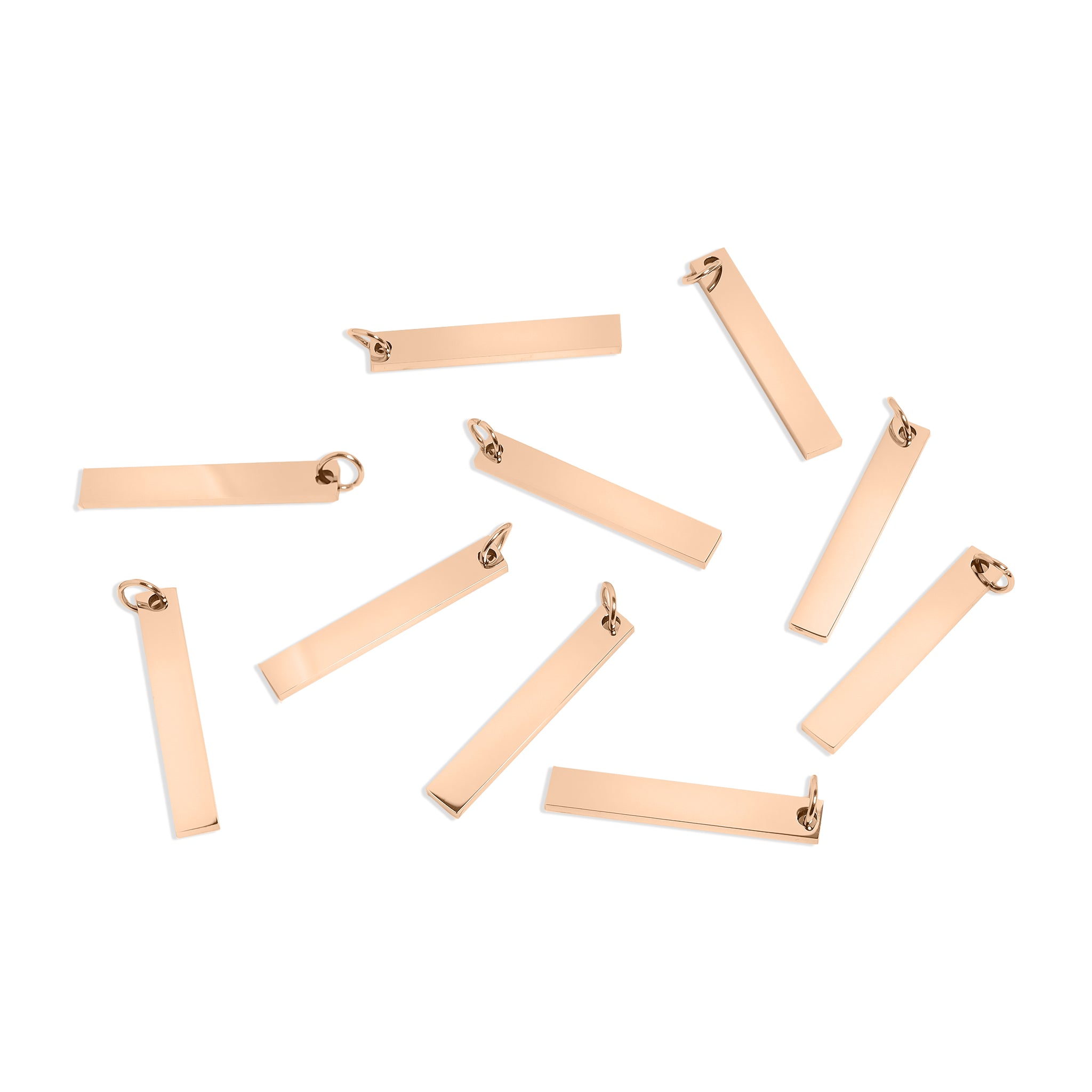 10 Pack - Polerat rosguld rostfritt stål vertikalt tomt bar / SBB0024