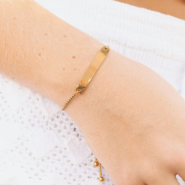 Bracelet à barres à blanc incurvé en acier inoxydable 18K Gold 18K