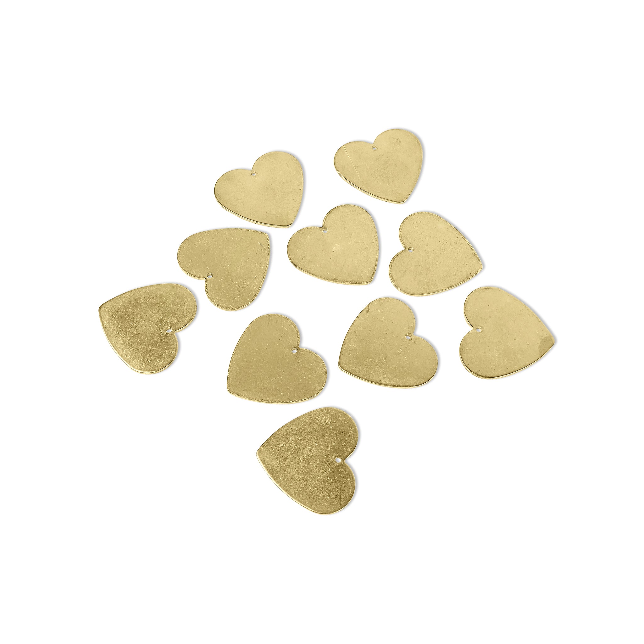 10 Pack - Brass Blank Rounded Heart Pendant With Hole / SBB0208