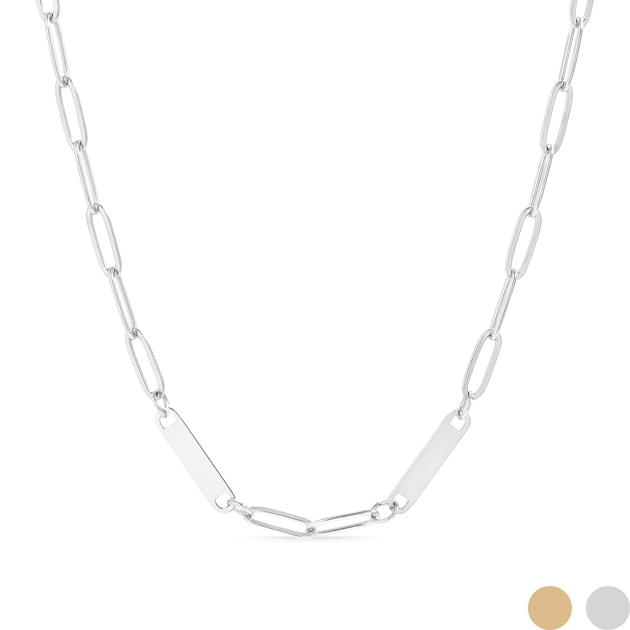 18K guld PVD rostfritt stål graverbart gem 2 bar halsband / SBB0312