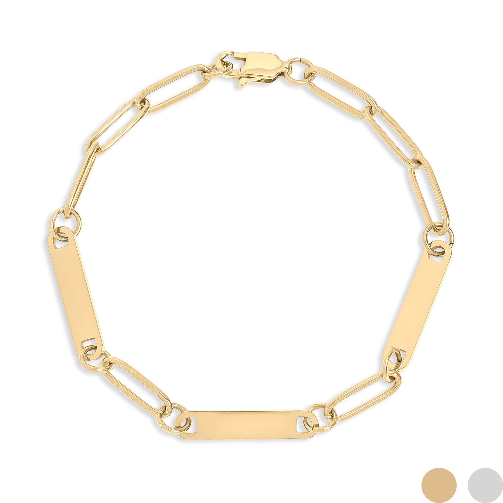 18k Gold PVD Rostfritt stål Graverabla pappersklipp 3 Bar Armband / SBB0315