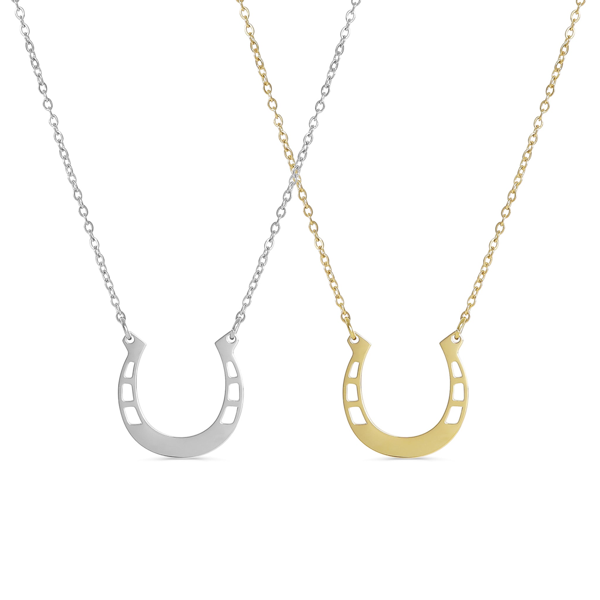 14K YELLOW GOLD PAVE HORSESHOE NECKLACE | Patty Q's Jewelry Inc