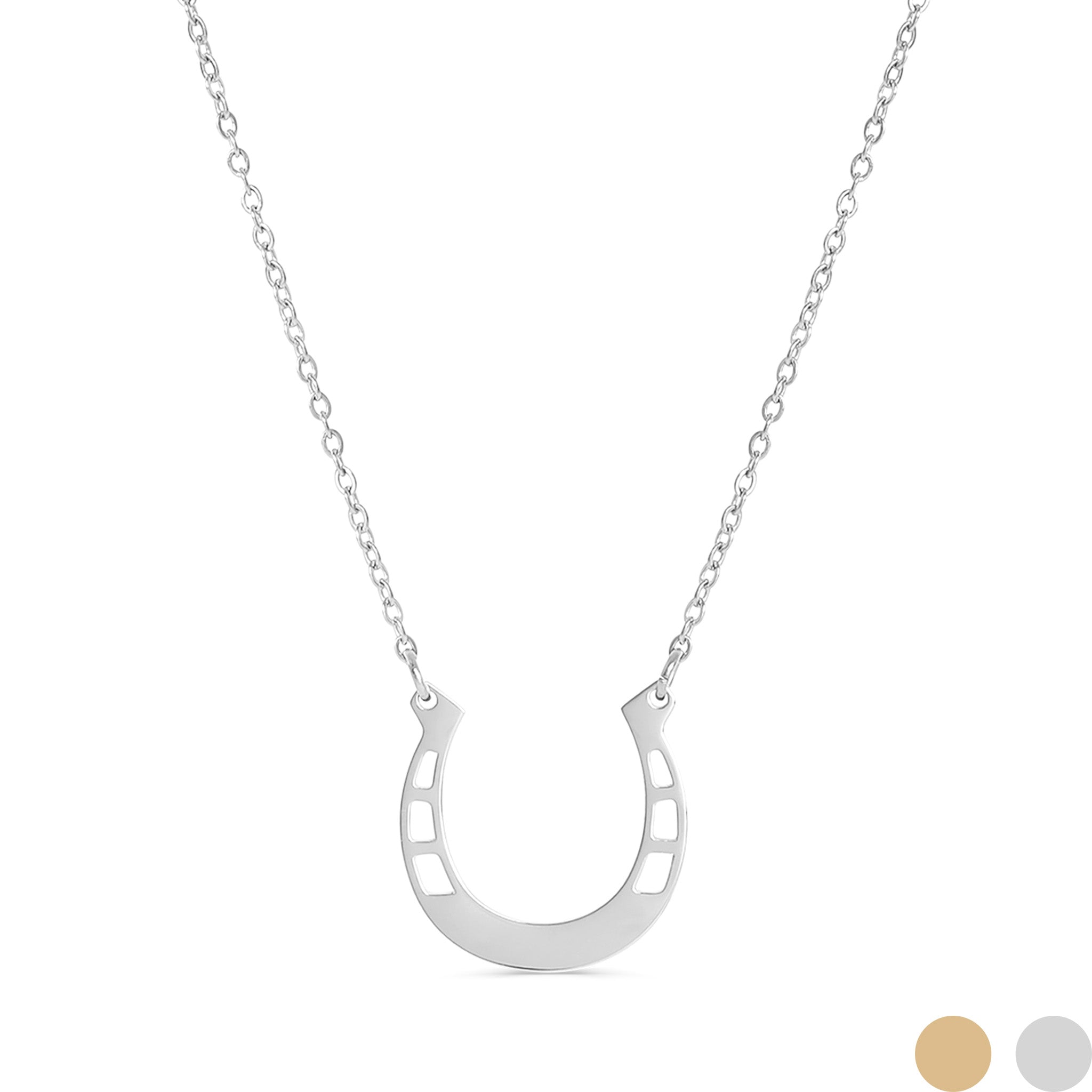 18" Engravable Stainless Steel Horseshoe Necklace / SBB0333