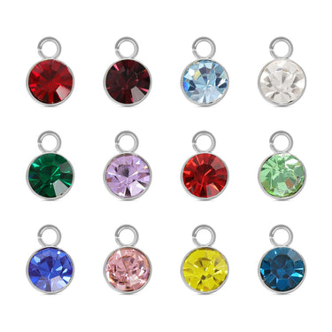 Acier inoxydable Cubic Zirconia Charme de pierre de naissance/SBB0334