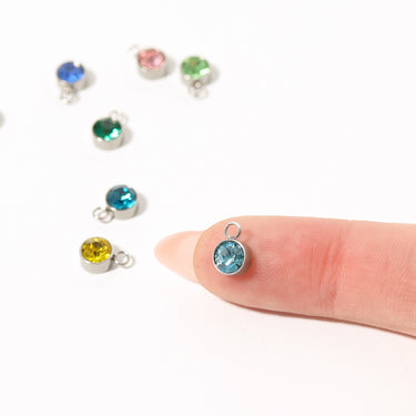Acier inoxydable Cubic Zirconia Charme de pierre de naissance/SBB0334