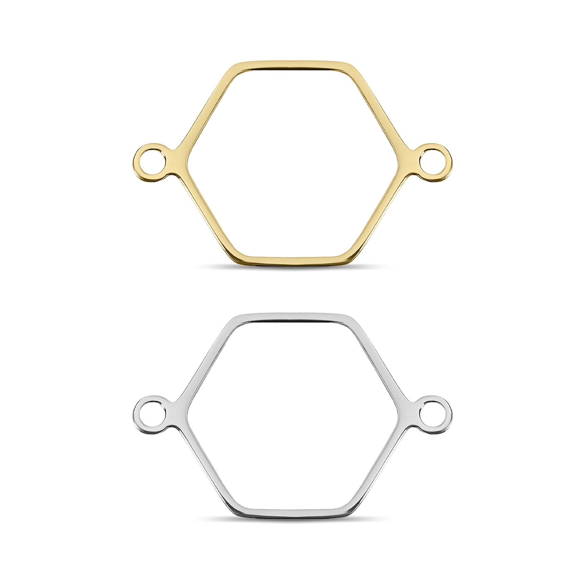 18K Gold PVD Stainless Steel Hexagon Connector Charms / SBB0336