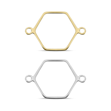 18K Gold PVD Stainless Steel Hexagon Connector Charms / SBB0336