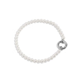 Glass Pearl Bracelet with Charm Keeper
