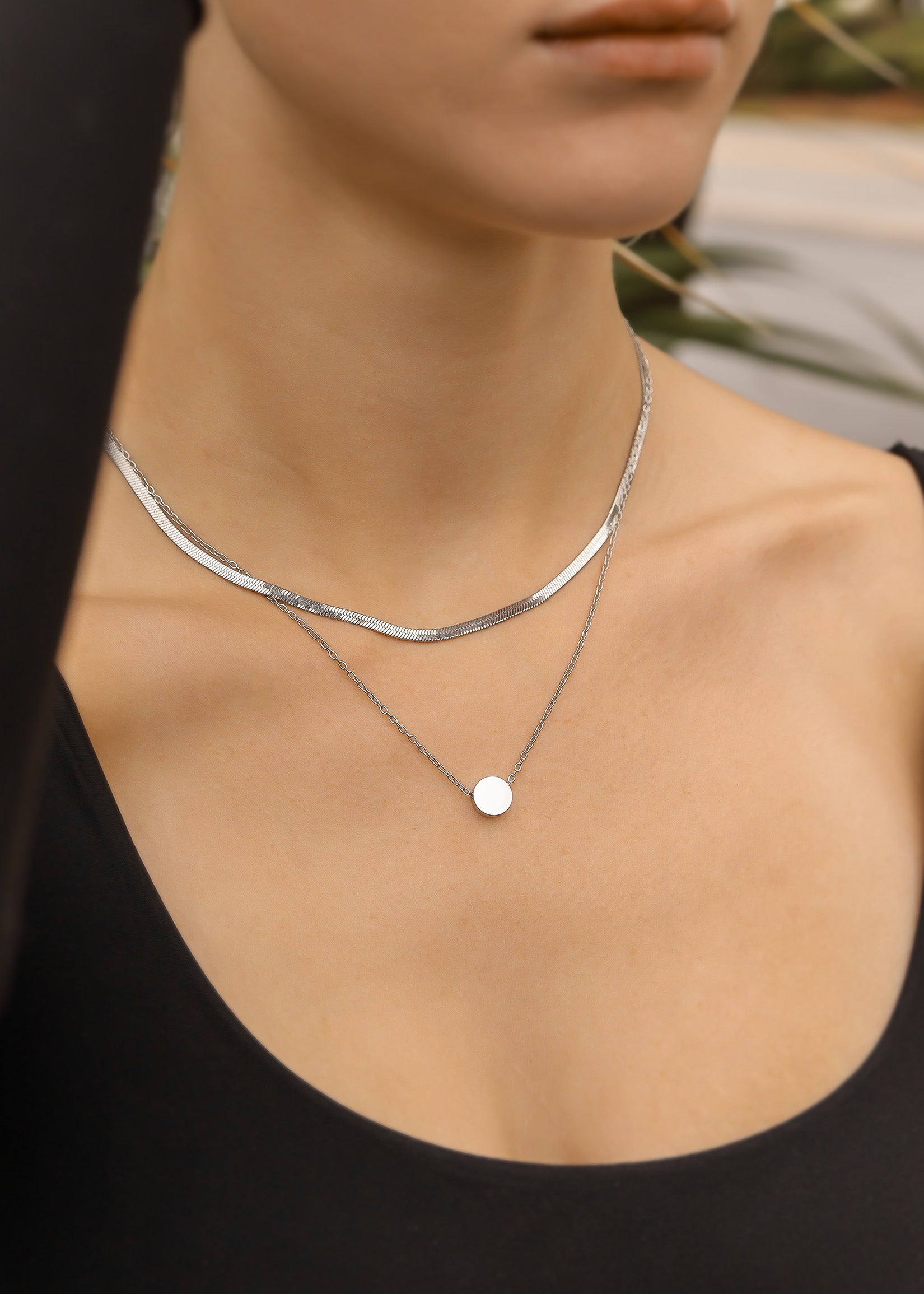 Stainless Steel Mini Circle Necklace / SBB0344