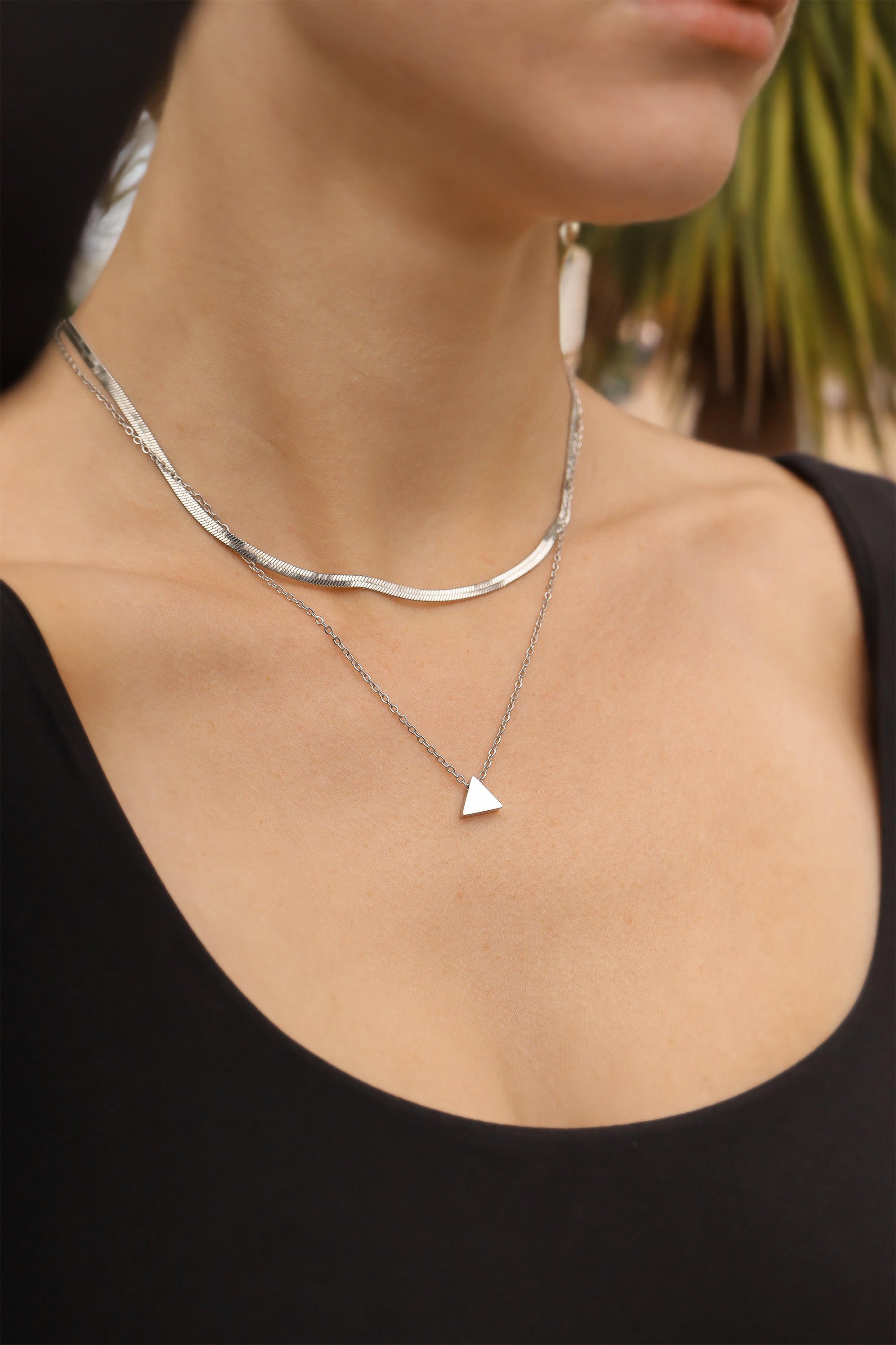 Stainless Steel Mini Triangle Necklace / SBB0345