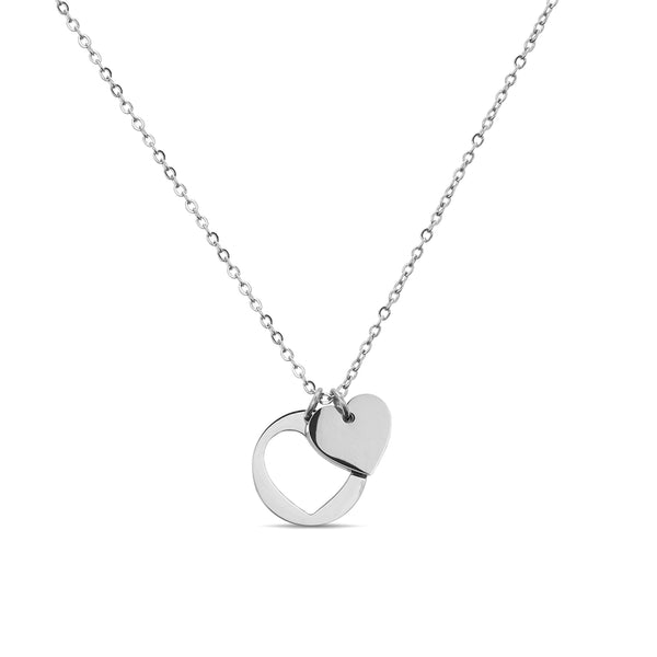 Stainless Steel Heart Cutout Necklace with 2