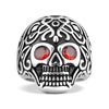 Detailed Skull With Red CZ Eyes Stainless Steel Polished Ring Size 11 / SCR0000